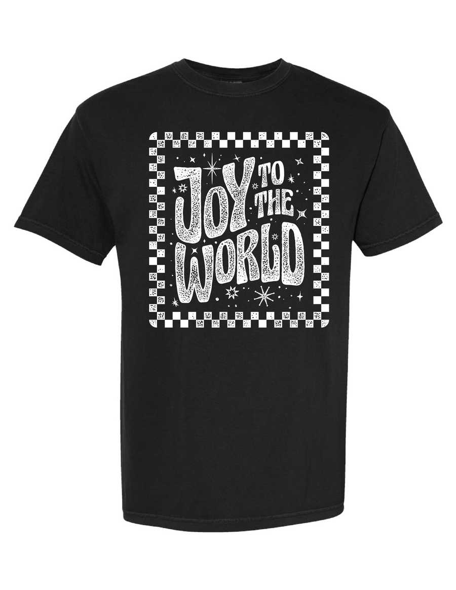 Joy to the World Checkered Tee