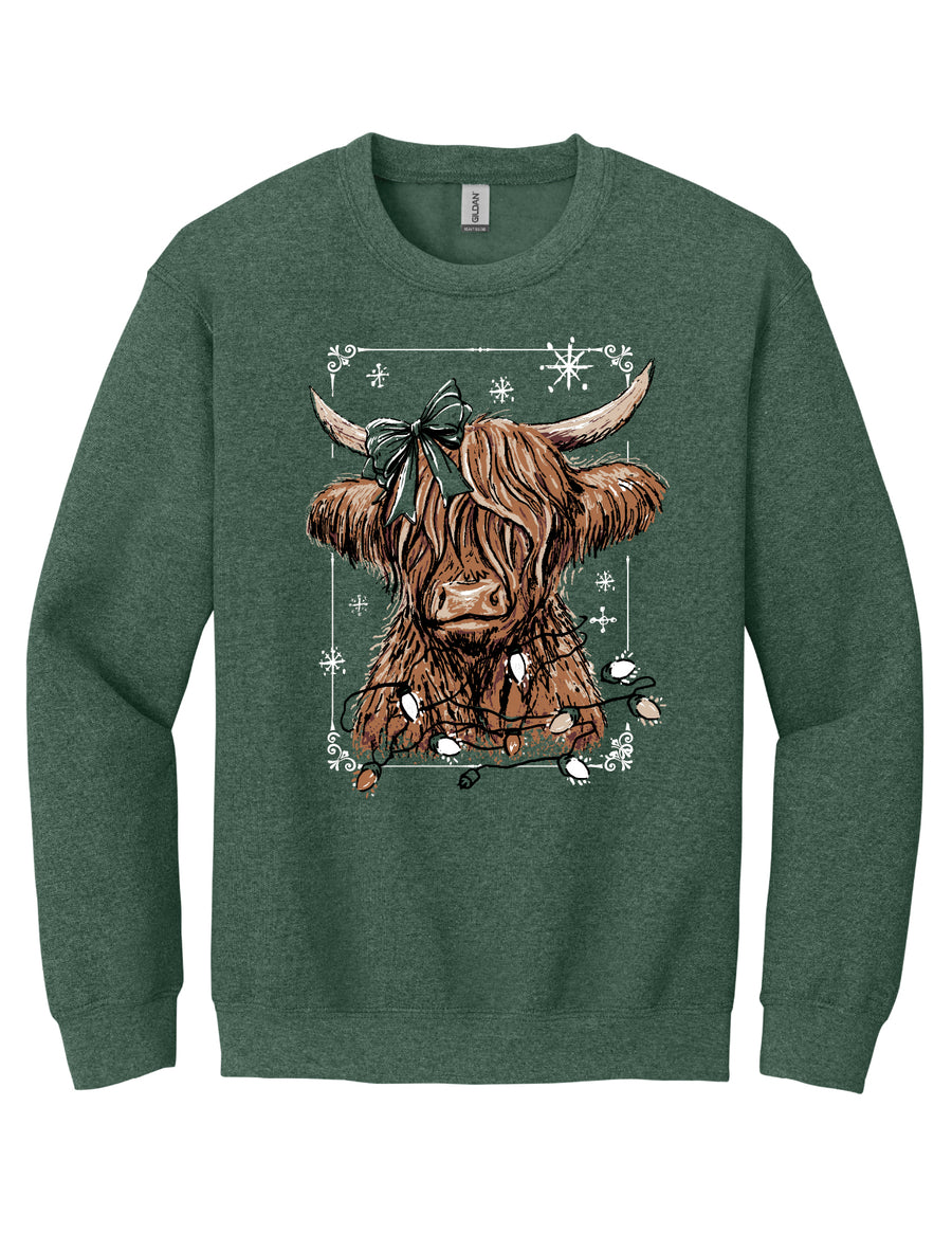 Highland Cow Christmas Crewneck Sweatshirt
