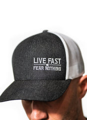 Live Fast White/Black Heather Snapback