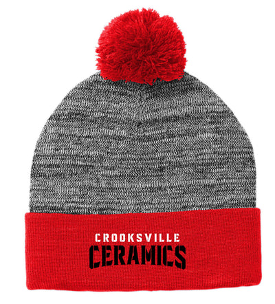 Heather Pom School Beanie